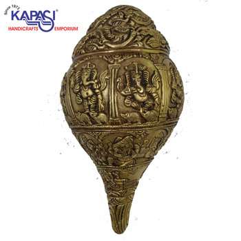 Brass Shell /  Conch Pooja Article L 5" x W 8.50" x H 4.50"