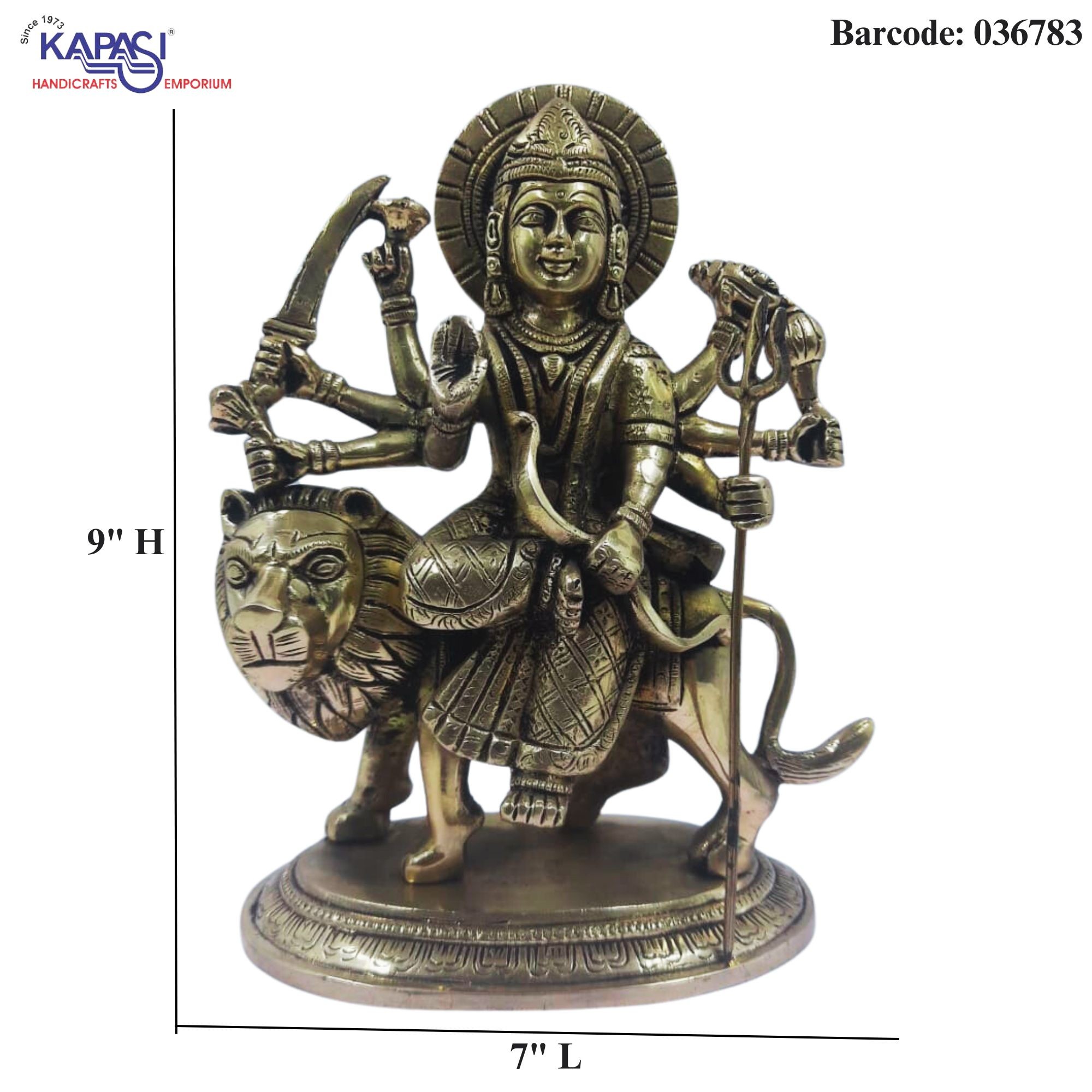 9 Inch Brass Ambaji / Durga Sitting Idol | Kapasi Handicrafts Emporium