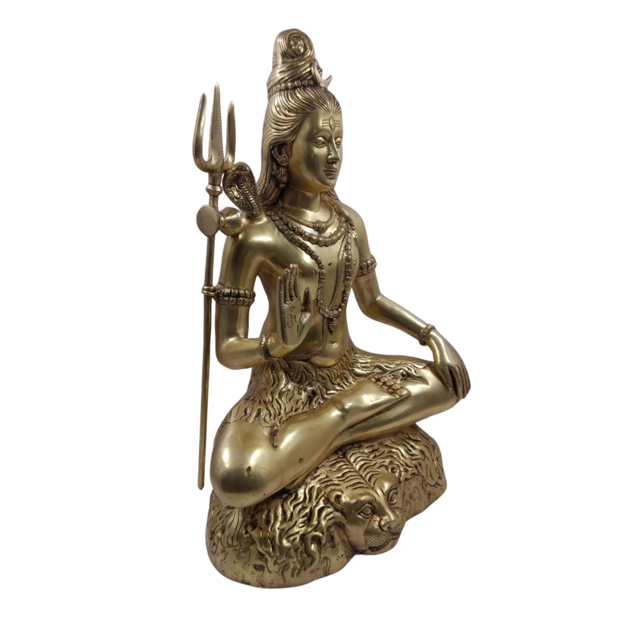 Brass Shiva Idol: Embodiment of Serenity and Strength