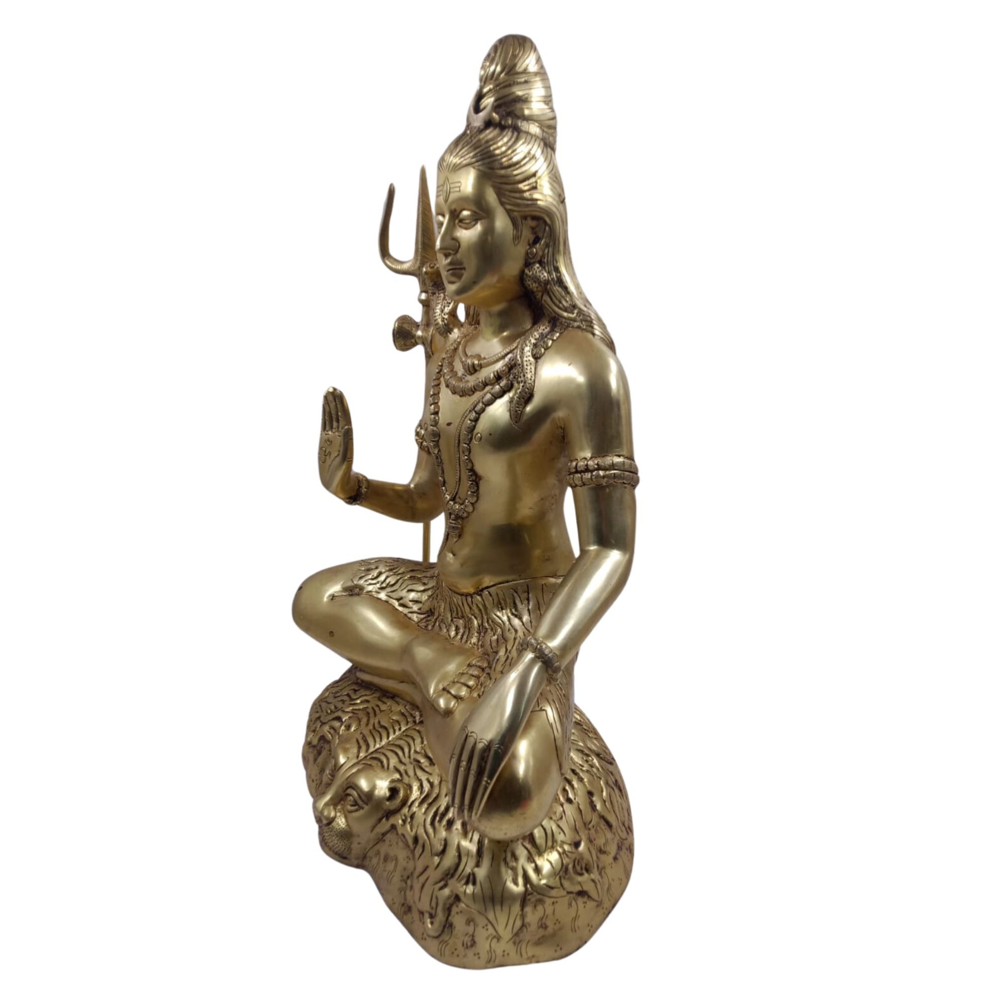 Brass Shiva Idol: Embodiment of Serenity and Strength